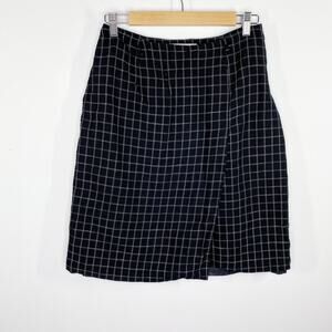 Nine Company VTG Black White Windowpane Linen Blend Skirt Women's Size 6